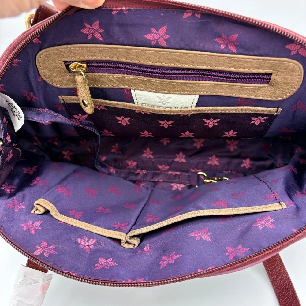 Anuschka Hand-Painted Floral Dome Shoulder Bag in Plum NWT - Picture 5 of 10